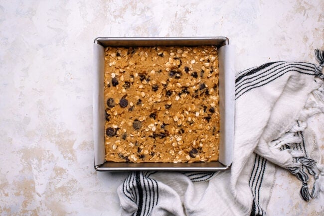 oatmeal chocolate chip bars in pan