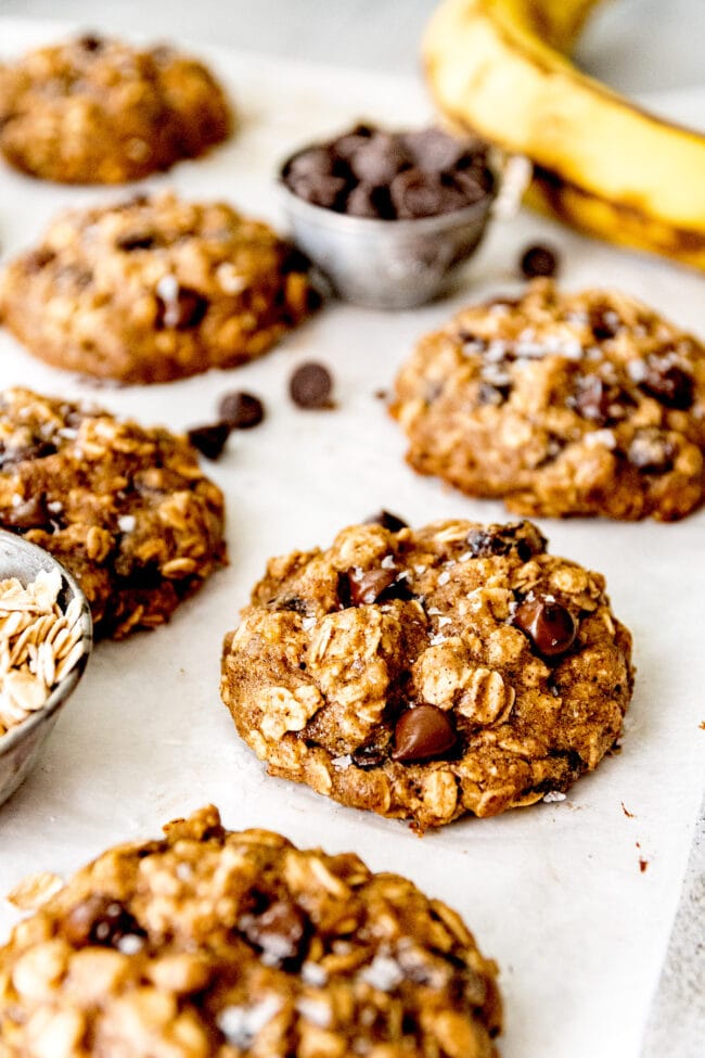 breakfast cookie with oatmeal, chocolate chips, and raisins