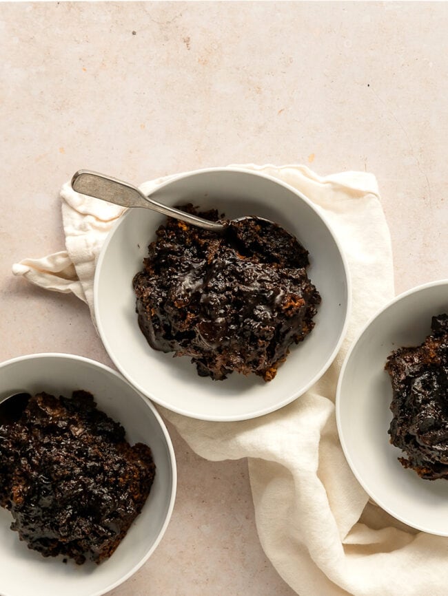 chocolate pudding cake in bowls