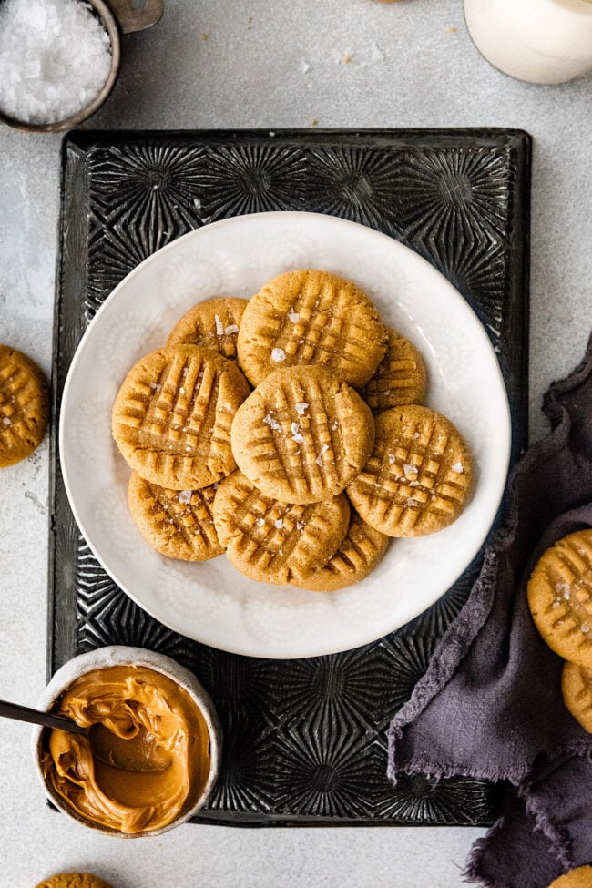 3 ingredient peanut butter cookies on a plate