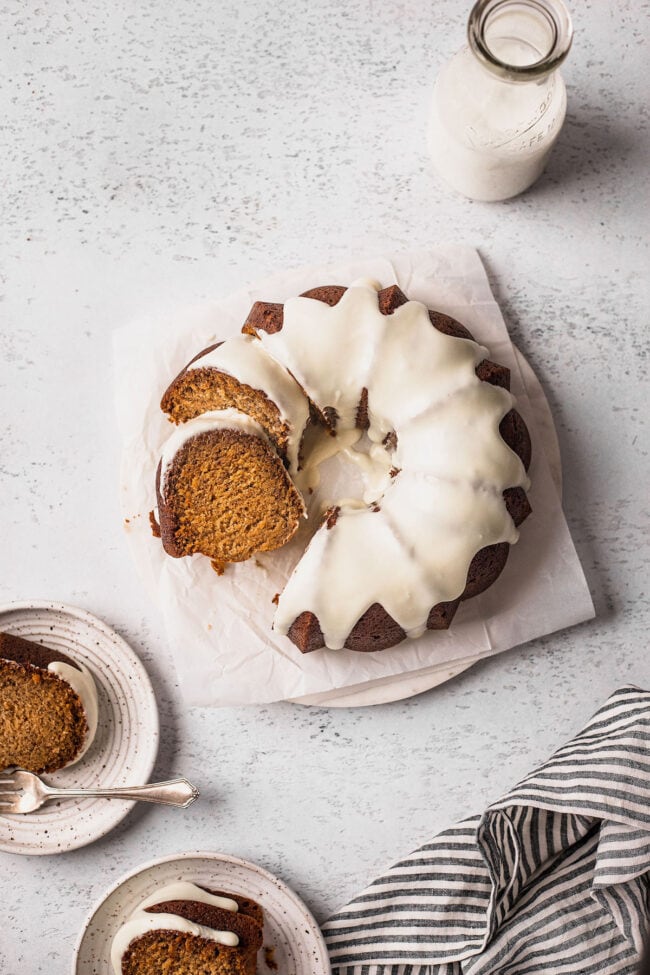 banana bundt cake with cream cheese frosting