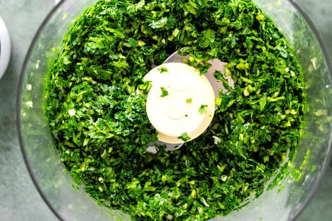 chimichurri sauce in food processor