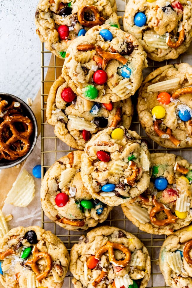 kitchen sink cookies on cooling rack