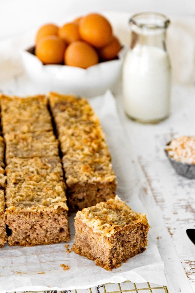 oatmeal cake with coconut topping