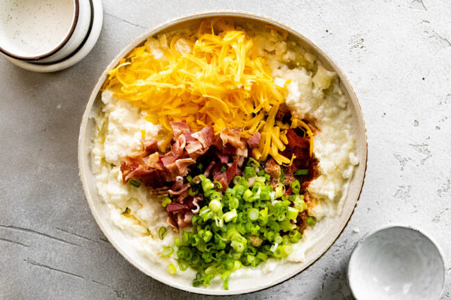 twice baked potato ingredients in a bowl