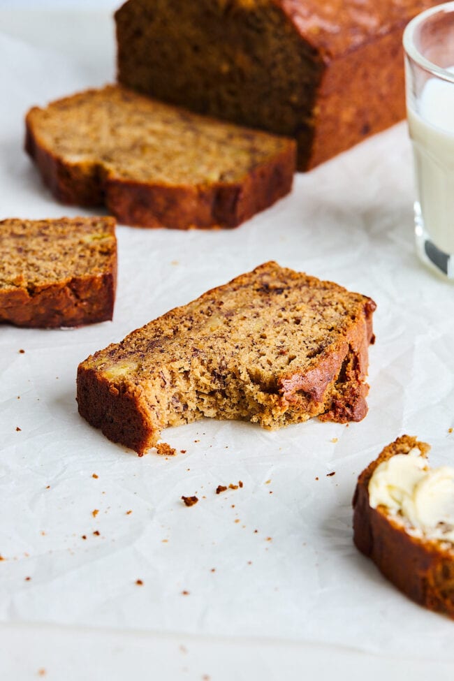 slice of banana bread.