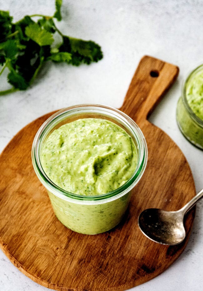 avocado sauce in jar