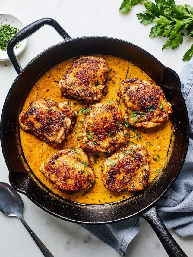 Quick and Easy Skillet Chicken Thighs - Two Peas & Their Pod