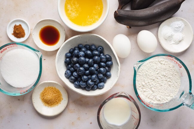 blueberry banana bread ingredients.