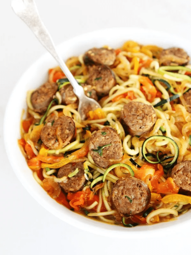 Sausage and Peppers with Zucchini Noodles Two Peas & Their Pod