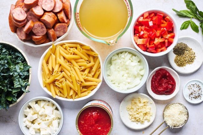 one pot sausage pasta ingredients.