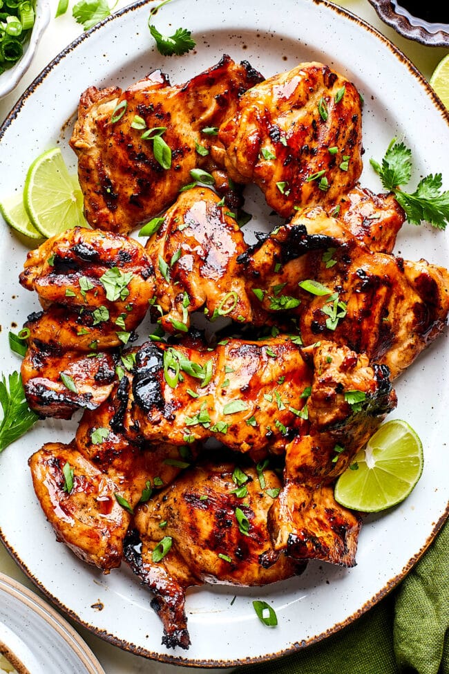 grilled ginger chicken on platter.