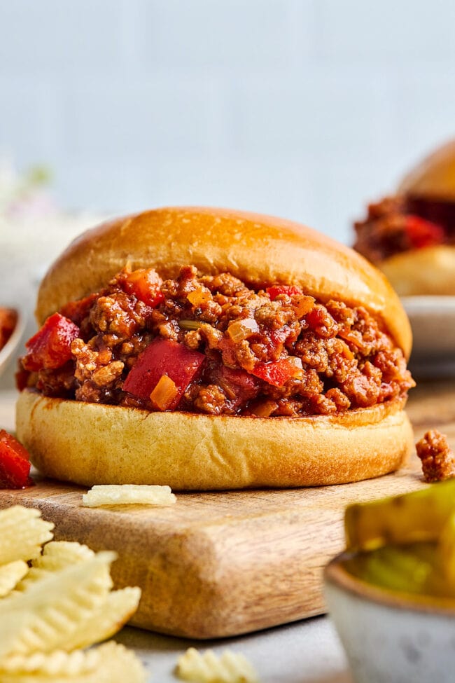 sloppy joe sandwich on hamburger bun.