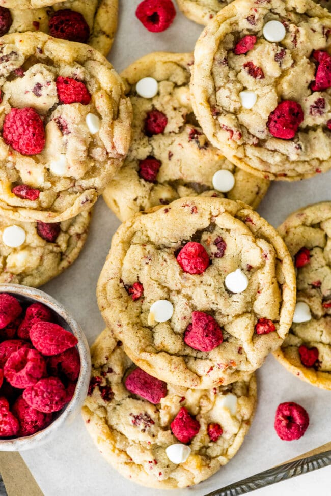 white chocolate raspberry cookies.