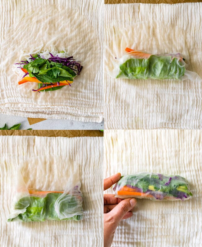 step by step photos on how to make fresh spring rolls.