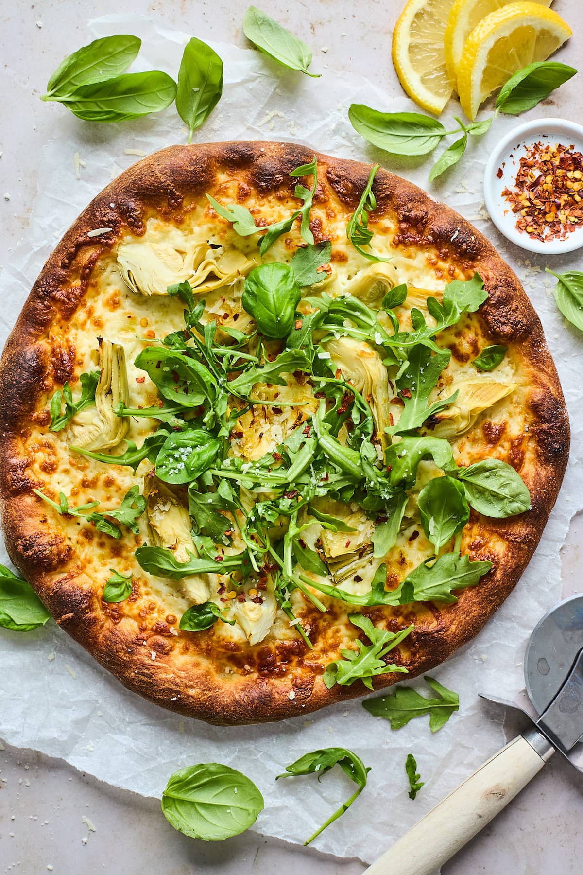 Lemon Artichoke Arugula Pizza - Two Peas & Their Pod