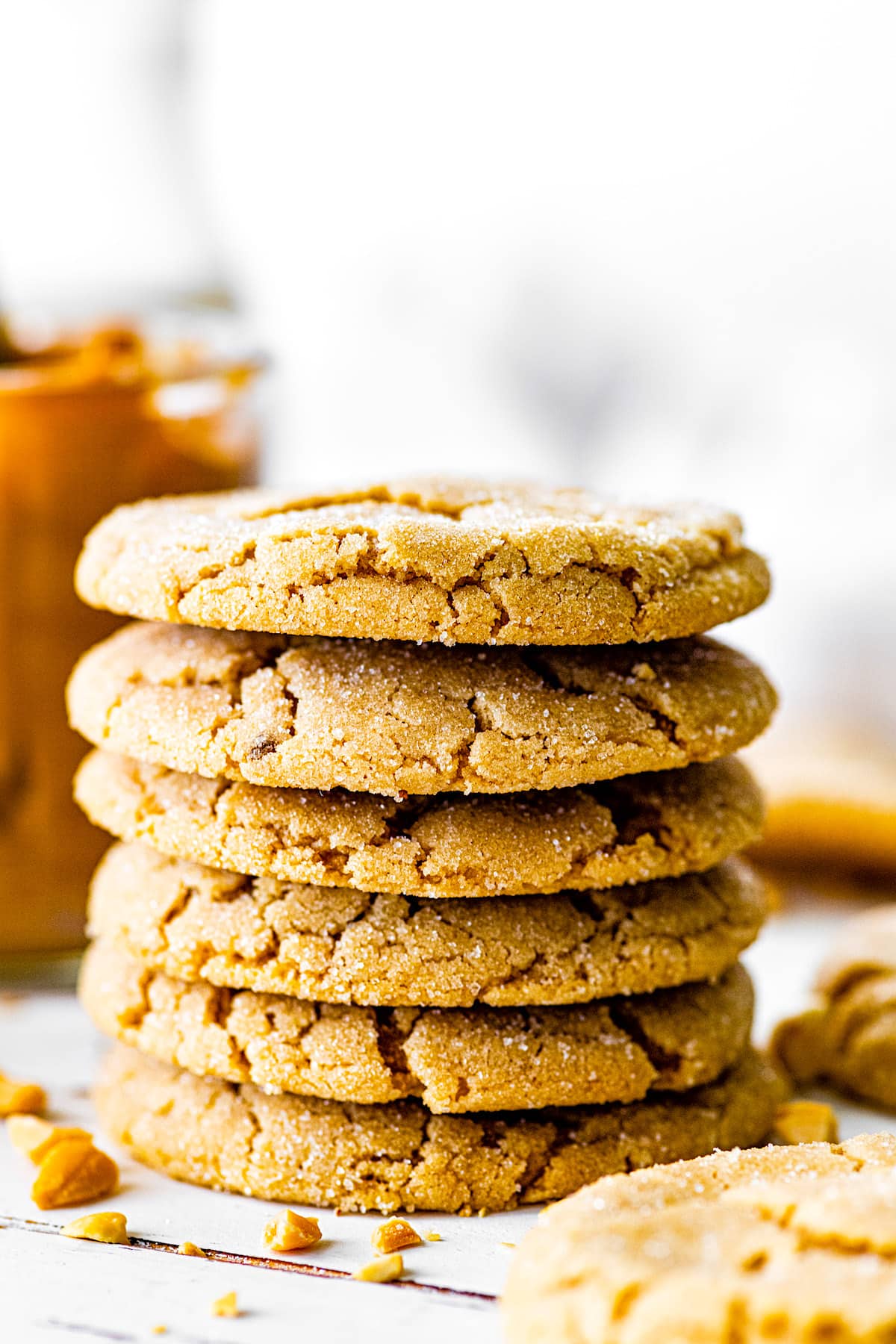 stack of peanut butter cookies.