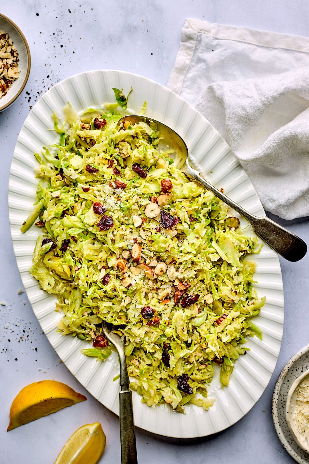 Sautéed Shredded Brussels Sprouts with Parmesan and Hazelnuts Two