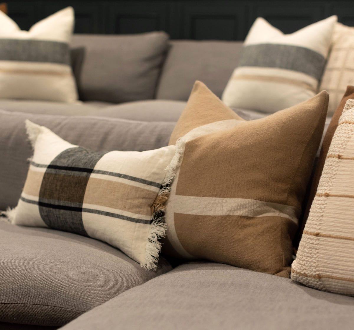 pillows on couch.