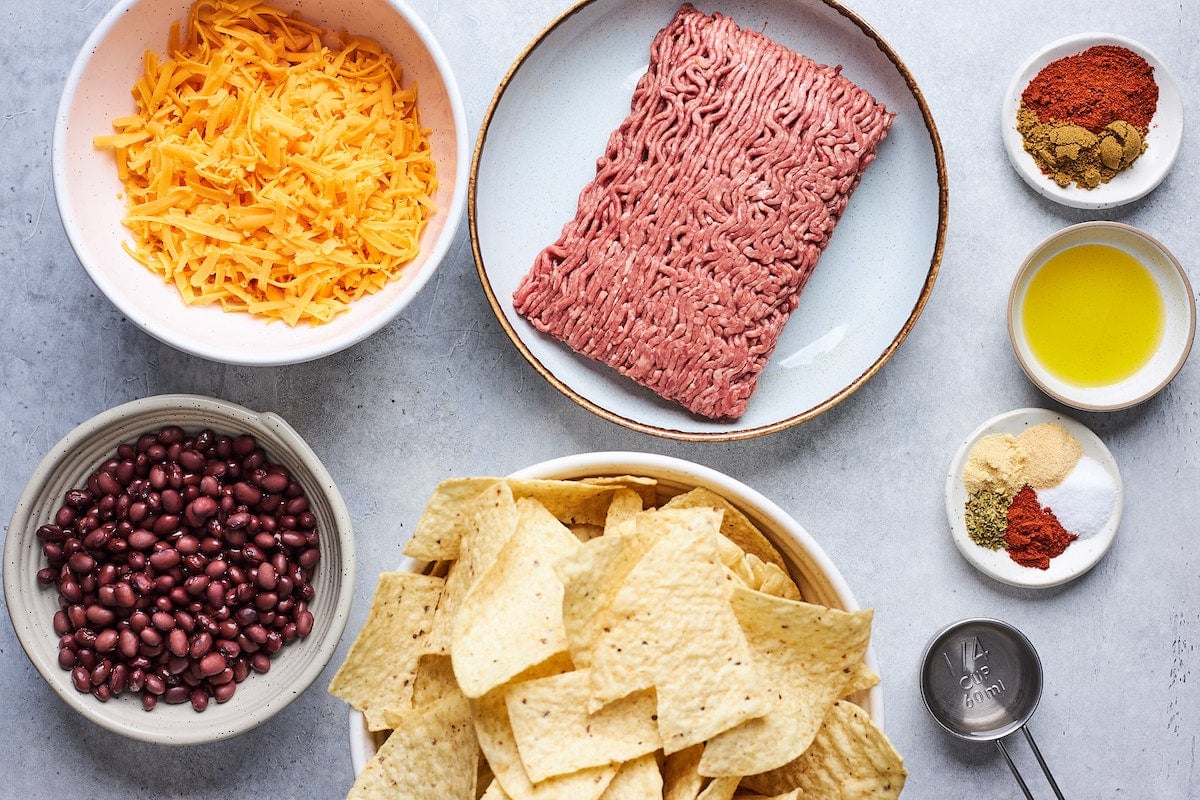 ingredients to make nachos.