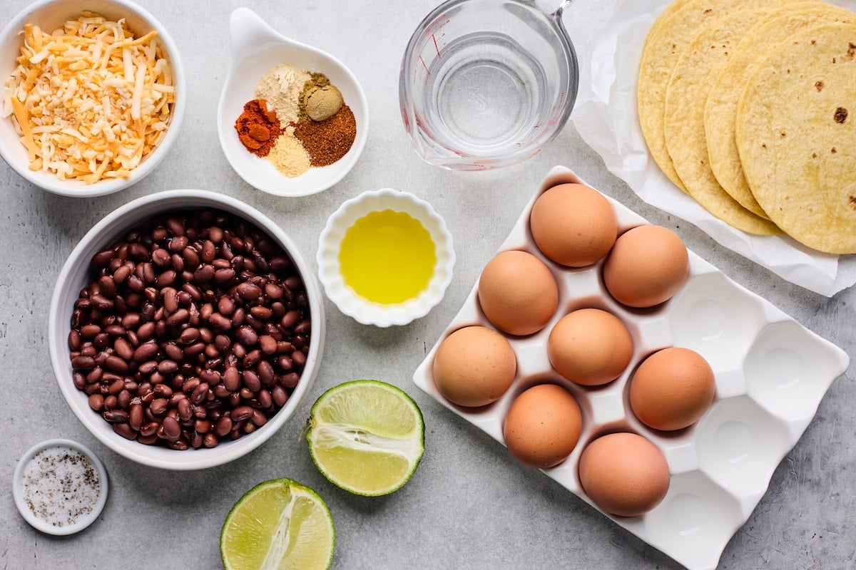 ingredients to make breakfast tacos. 