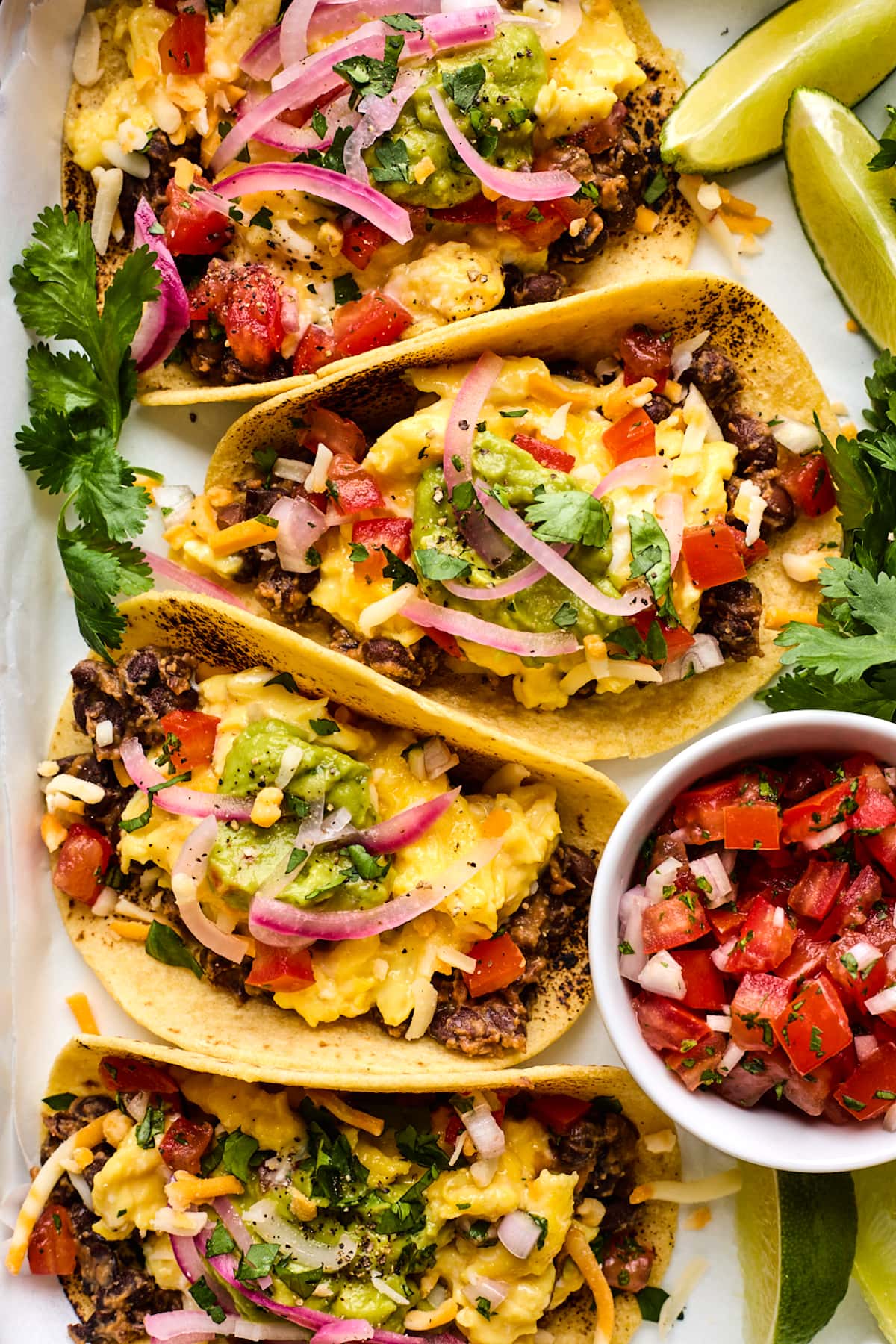 breakfast tacos with pico de gallo. 