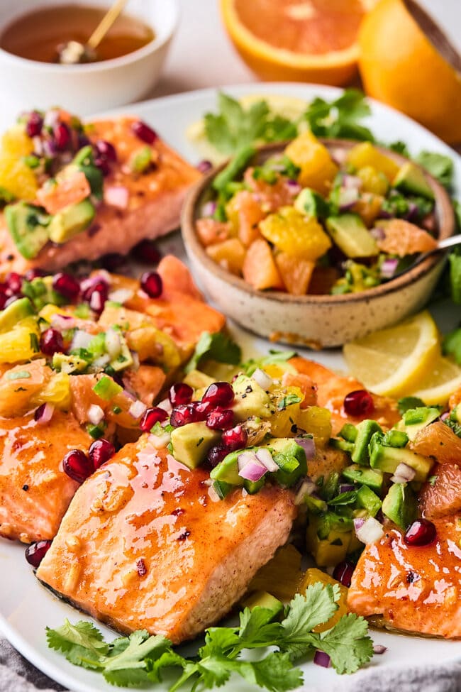 Honey Mustard Salmon with Citrus Salsa Two Peas & Their Pod