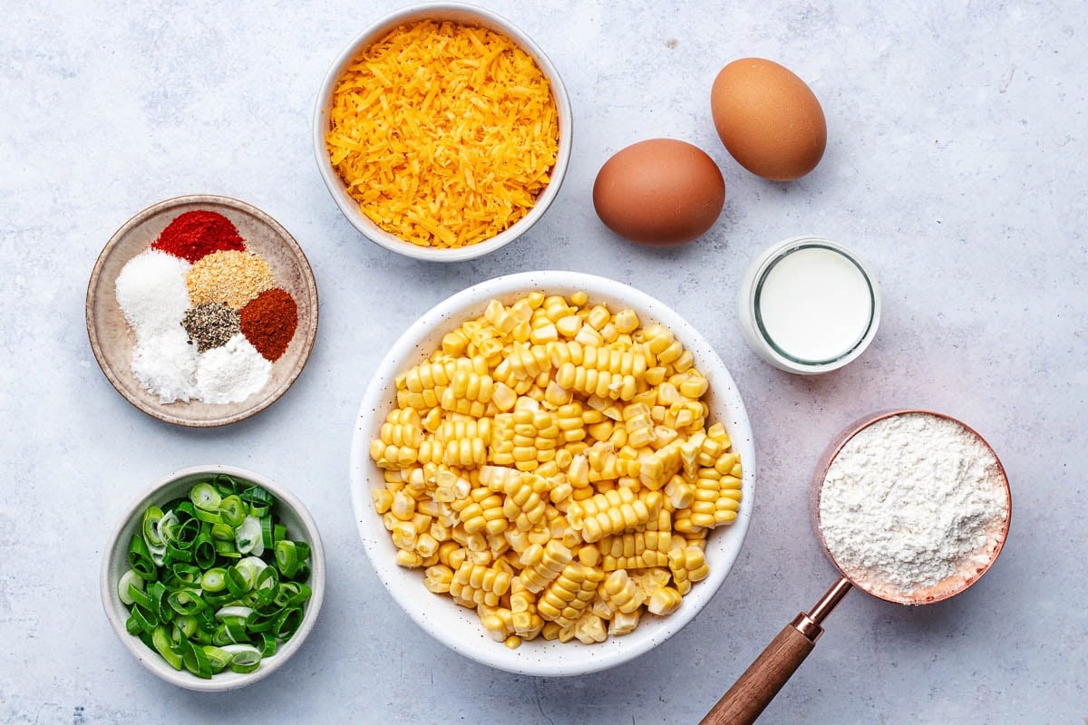 Ingredients to make corn fritters.