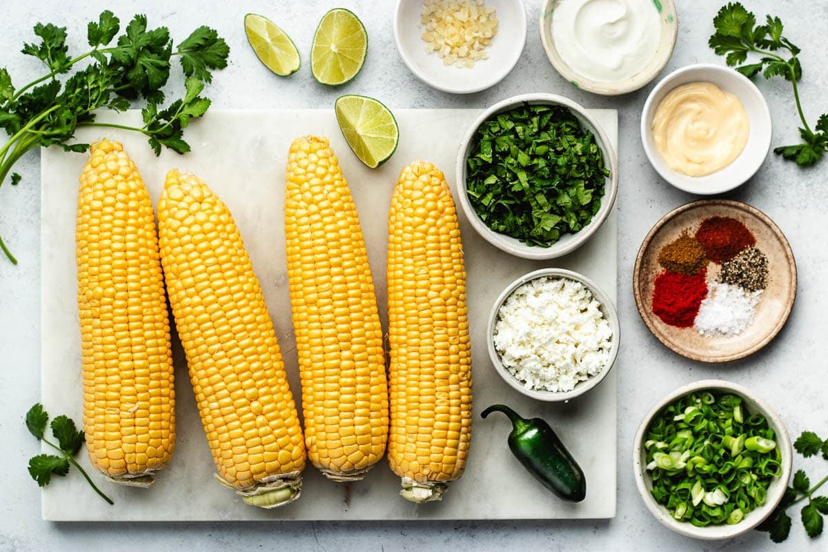 Mexican street corn salad ingredients.