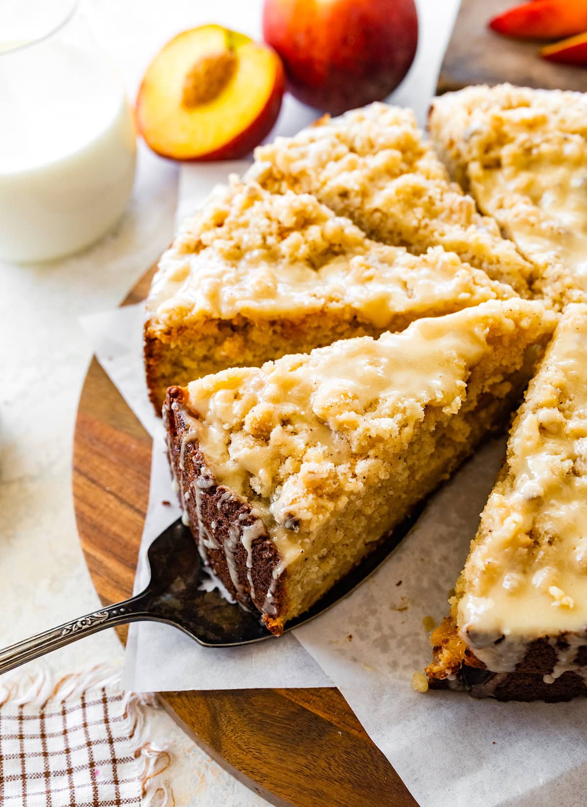 Peach Ricotta Cake with Brown Butter Streusel - Two Peas & Their Pod