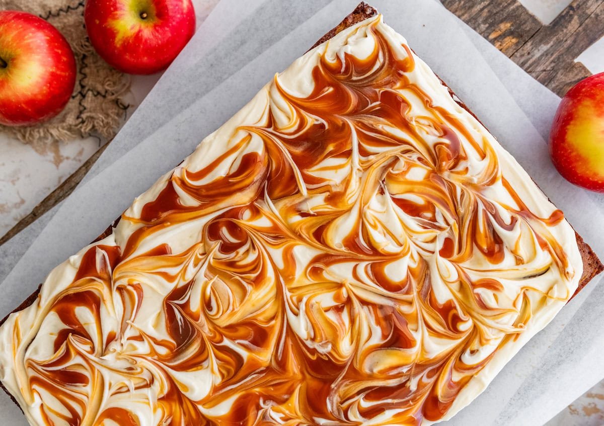 The BEST Apple Spice Cake  So Moist with Dreamy Salted Caramel Frosting!