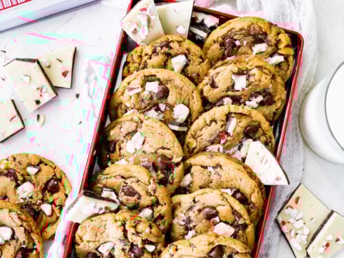 Peppermint Bark Chocolate Chip Cookies - Two Peas & Their Pod