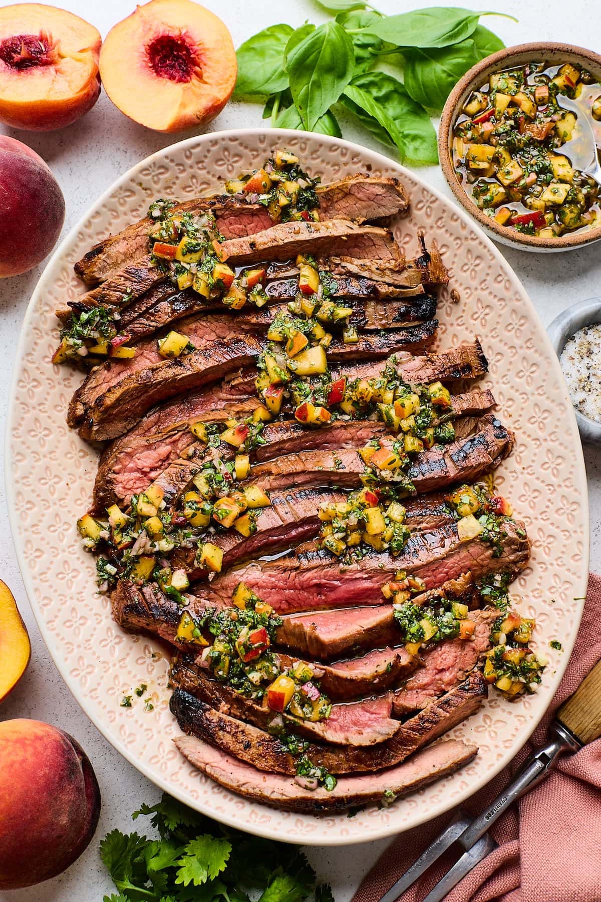 Grilled Steak with Peach Chimichurri