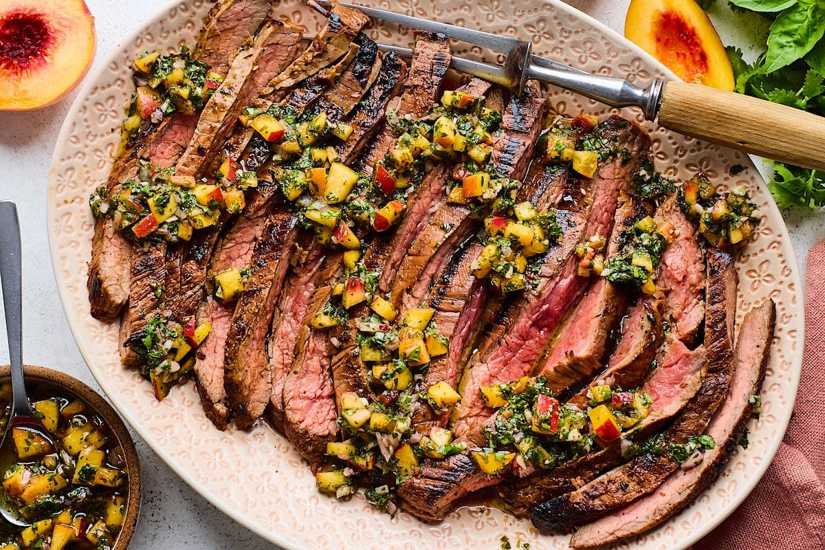 This Grilled Steak Gets a Sweet Summer Upgrade with Fresh Peach Chimichurri
